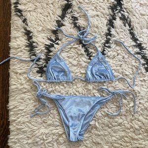 Frankies Bikinis blue velvet bikini